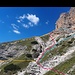 Abstieg - Rückblick<br />Rot: mein Aufstiegsweg<br />Blau: mein Abstiegsweg<br />Gelb: mögliche Variante