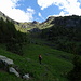 I prati dell'alpe Chavanne con davanti la valletta del torrente Bringuez che bisogna salire.