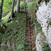 Die beiden langen Leitern, welche die Felsstufe zwischen P.1173 und P.1097 überwinden.