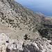Blick auf Agios Ioannis an der Küste vom Ende des Klettersteigs