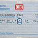 Fahrkarte für die Rückfahrt nach Müden, noch mit dem alten DB-Logo.
