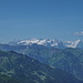 Blick auf verschneite Alpen