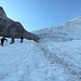Steile Eispassage am Austieg aus dem "Bärenloch" zum Lombardi Biwak