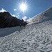 Die steile Gletscherstelle am Bärenloch von unten