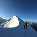 Lungo la facile ma panoramica cresta nevosa che conduce al Gendarme / Gemello del Breithorn