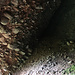 die kleine Höhle - vorne trocken, bröcklige rote Nagelfluh, hinten grün und feucht