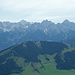 Blick von der Bergstation zur Buchensteinwand und zu den Loferer Steinbergen