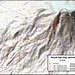 Karte vom Büyük Ağrı Dağı (Ararat; 5137m) mit eingezeichneten Tagesrouten unserer viertägigen Expedition. 