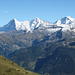 Eiger, Mönch et Jungfrau, en descendant le flanc ouest du Niesen