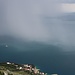 der Ausgangspunkt Mimice ist bereits von einem Regenschleier umzingelt