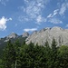 Ein Vorgeschmack auf die heutige Bergtour: die Arnspitzgruppe mit Arnplattenspitze, Mittlerer und Großer Arnspitze, gesehen von Gießenbach aus.