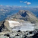 Rückblick vom Piz Murtèl auf die Bergstation und den abgedeckten Corvatsch-Gletscher