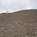 Zuletzt führt eine Wegspur im Schutt führt zum Gipfelkreuz des Hohsandhorns
