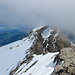 Rückblick vom höchsten Punkt vom Schwandergrat zum Einstieg in den kurzen "Klettersteig".