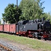 Zittau, Ausstellungszug (schmalspurige Güterwagen) mit Dampflokomotive 99 1757-6 (Baureihe DR 99.73-76)