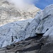 Also hier den Gletscherbruch umgehen. Leider heute Eisklettergebiet über Schliffplatten...