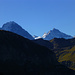 Vom Tschingel sieht man kurz Eiger, Gletscher- und Rottalhorn, Jungfrau, Silber- und Goldenhorn über dem Ritzengrätli, bevor sie beim Gang zum Axalphoren hinter dem Gärstenhoren wieder verschwinden