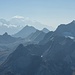 Zoom vom Refuge l'Espace in Richtung des Mont Blanc