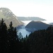 Blick zurück auf den Wägitalersee und das Nebelmeer im Unterland