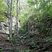 Abgebaute Malá Čertova zeď am Berg Špičák, Rasova rokle genannt