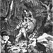 Der oft abgebildete Erzschlitter am Gonzen im obersten, steilsten Abschnitt der 3-stufigen Transportkette. Bis zur Inbetriebnahme der Seilbahn von Naus nach Malerva in Sargans im Jahre 1921 wurde das Erz jahrhundertelang sommers und winters von 2 Männern mit dem Schlitten ins Tal transportiert, weiter unten im flacheren Abschnitt mit Fuhrkarren (Die Gartenlaube, 1860, Bild von Emil Rittmeyer)  