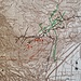 Übersicht über das weitverzeigte Stollensystem am Gonzen. Rot eingezeichnet die historischen Gruben I bis IV sowie der Erzweg, über den das Erz bis 1921 mit Schlitten und Fuhrwerken nach unten zur Verhüttung in Mels/Plons transportiert wurde 