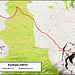Karte mit eingezeichneter Route auf den komorischen Landeshöhepunkt Karthala (2361m). Ausgangspunkt ist der Ort Mvouni auf knapp 400m.