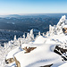 Angelangt auf dem Katzenkopf (1123 m). Er ist die Südwestnase der 'Grinde und bekam wie so viele Bergnasen im Schwarzwald einen eigenen Namen. Wunderbarst schneeverzaubert ist die kleine Felslandschaft auch dort, als Südwest-Bergnase bekommt man im Schwarzwald viel Wetter ab.