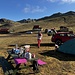 Am Morgen am Camping beim Frühstück.