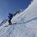 Rückblick in das steile Ostcouloire. Wer Skifahren kann, kann das ;-) Etwa Schwarze Piste +