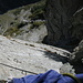 Tiefblick vom Baltschieder Klettersteig (der mittelschwere), da geht es ganz schön runter und ich war froh das Klettersteigset mitgebracht zu haben.