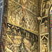 Basilika San Petronio, Cappella dei Re Magi: Marmorbalustrade und Fresko des Jüngsten Gerichts. Oben Himmel, unten Hölle, wo der Teufel seine Opfer frisst.