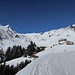 Blick von der Tunnelumgehungsstrasse zum Skigebiet Faschina
