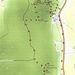 Karte der beiden Felsengebiete "Marienwand" und "Adlerklippen", mit der von mir gegangenen Route (Kartengrundlage: opentopomap.org).