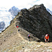 Traversing the Grosser Trögler ridge on the way to the Sulzenau hütte. One can also see the cross at the peak.