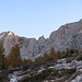 Irgendwo durch dieses Gewänd führt der klettersteig Bolver Lugli; links oben der Cimon della Pala.