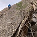 Urs auf dem steilen, luftigen, kettenversicherten Aufstieg zum Rossbergzahn; brach dann hier - noch vor der "Gipfelfahne" - jedoch ab