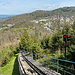 Standseilbahn Diana - Blick über die Trasse der 1.000 mm-Bahn aus der Bergstation Diana. 