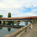 Blick zur Holzbrücke bei Büren an der Aare.