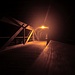 10. Mai, 04:10 Uhr. Die über 100 m lange gedeckte Holzbrücke Kapf, überquert die 25 m tiefer fliessende Simme.