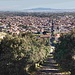 Panorama su Gonnosfanadiga dal Colle di San Simeone da dove si vede bene il «rettifilo» e la pianura del Campidano sullo sfondo.