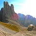 Vom Rifugio Santner aus ging's nun hinunter zur Gartlhütte (Rifugio Re Alberto), direkt unter den berühmten Vajolettürmen, die wir nun, da wir uns über den Wolken befanden, ausgiebig bewunderten. 