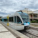 Archea Olymbia (Αρχαία Ολυμπία) - Gelenktriebwagen 4405/4505?/4305 (Stadler  GTW 2/6) wartend am Hausbahnsteig.