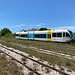 Pyrgos (Πύργος) - Blick über das Streckengleis Patras - Pyrgos - Alfios (und Olympia). Derweil rangiert hinten Gtw 4309/4509/4409 in den Nebengleisen.