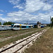Pyrgos (Πύργος) - Gelenktriebwagen 4309/4509/4409 (Stadler GTW 2/6) beim Umsetzen von einem ins andere Gleis der Halle.