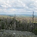 Blick vom Großen Feuerstein nach Osten. Der benachbarte Felsen links ist der Feuersteinzwerg, diesen besuchte ich als nächstes. Der Felsen geradeaus ist die Kompakte Wand und der Felsen rechts die Vergessene Wand, diese wollte ich eigentlich auch besuchen, aber der Zugang war schwierig (siehe spätere Fotos).