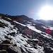 Schnee-Eis-Geröll-Gemisch in der Dreiecksflanke