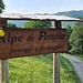 <b>Un’insegna in legno incisa indica la deviazione per l’Alpe di Ponna (1130 m), a 50 m di distanza, a valle della carrareccia. </b>