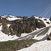 Ich stieg rechts im Bild auf dem schmalen Schneefeld hoch.
