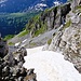 ... im Couloir liegt noch Schnee über den ich mit Vorsicht aufgestiegen bin (sehr rutschig) 
